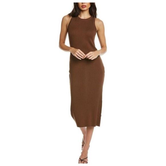 Madewell Slvls Ribbed Knit Midi Dress in Brown, Round Neck, NWOT, XL - Picture 3 of 9